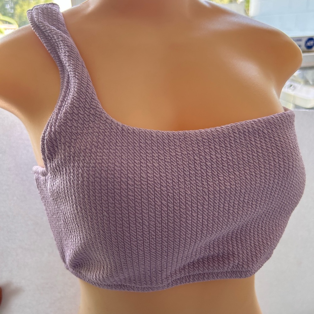 J.Crew One Shoulder Women’s Swim Bikini Top Purple Padded rei-imagine Size XXL